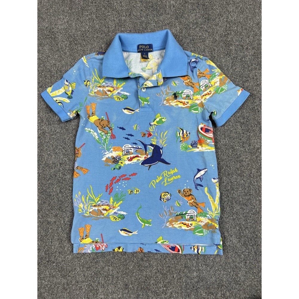 Polo Ralph Lauren‎ Boy Polo Shirt Diving Underwater Bear Size 7
